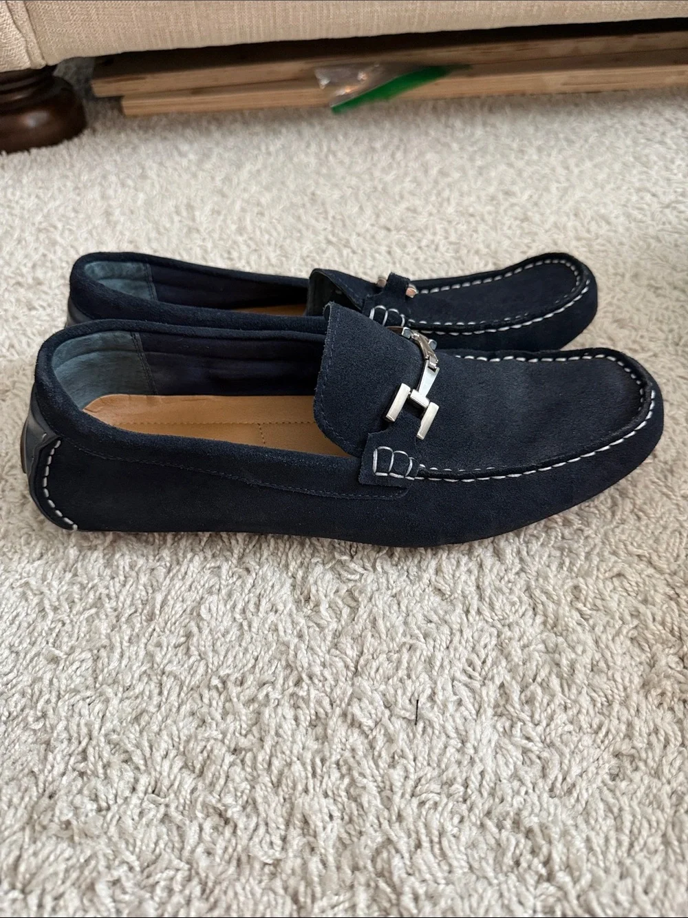 Alfani Navy Suede Bit-Detail Slip-On Loafers